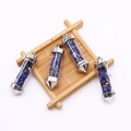 Lapis lazuli wensfles hanger met zilveren Love gegraveerde metalen doppen - Lapis lazuli