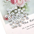 Flat round white pearl shell beads with silver heart print for DIY jewelry making - Heart Print / 8mm 20 Pieces Per Pack