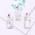 Polished white marble stone rectangular pendant with silver metal clasp for necklaces - 3-Pack / Howlite