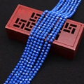 Tiras de cuentas facetadas azul real para diseño de joyas DIY en caja de madera - Azul Zafiro / 2mm, 6g