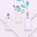 Rectangular opal style glass pendant with silver clasp for DIY necklace making - 3-Pack / Opal