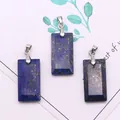 Lapis Lazuli rectangle stone pendants with natural gold flecks and silver bail - 3-Pack / Lapis Lazuli