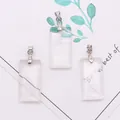 Three pieces of clear rectangular white crystal pendants with polished silver metal bails - 3-Pack / White Crystal