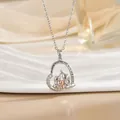 Detailed close-up of elephant heart pendant with I love you to the moon and back text - Heart Double Elephant-Two Tone (XL1084GA)