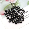 Black round shell beads with golden footprints for DIY necklace and jewelry making - Footprint Pattern / 8mm 20 Pieces Per Pack
