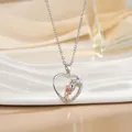 Detail of heart pendant with rose gold girl and silver horse head with zircon stones - Horse and Girl-Two Tone (XL1091GA)