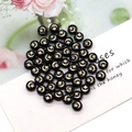 Black round shell beads with gold moon and clover prints for DIY jewelry making - Moon and Clover Pattern / 8mm 20 Pieces Per Pack