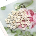 Flat round white shell bead with gold clover motif for DIY necklace and bracelet jewelry - Clover / 8mm 20 Pieces Per Pack