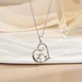 Silver elephant necklace with gold heart pendant featuring I Love You engraving - Cuddly Double Elephants-Silver (XL1093GB)