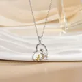 Silver heart necklace with gold dinosaur pendant and I love you forever engraving - Dinosaur Heart-Silver (XL1095GA)