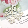Flat round white shell beads with golden heart pattern for DIY jewelry and necklaces - Heart Print / 8mm 20 Pieces Per Pack