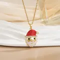 Collier doré sur le thème de Noël avec pendentif Père Noël en émail rouge et blanc - Style Avatar du Père Noël (XL0867) / Or