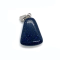 Blue goldstone trapezoid pendant with silver bail for DIY necklace jewelry making - Blue Sandstone
