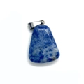 Trapezoid blue natural stone pendant with polished silver clasp for necklaces - Blue Spot Stone