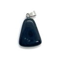 Trapezoid black obsidian stone pendant with silver bail for DIY necklaces - Black Agate