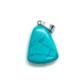 Trapeze blue turquoise stone pendant with silver metal clasp for DIY jewelry making - Blue Turquoise