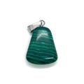 Trapezoid-shaped green malachite stone pendant with silver metal bail clasp accessory - Malachite
