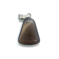 Smoky quartz trapezoid stone pendant with polished finish and silver metal bail loop - Grey Agate