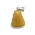 Polished yellow natural crystal trapezoid stone pendant with silver metal bail - Yellow Jade (No.18)