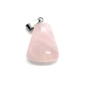 Trapezoid rose quartz pendant with silver clip bail and natural gemstone texture - Rose Quartz
