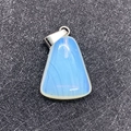 Light blue trapezoid stone pendant with silver clip for DIY jewelry making necklaces - Opal