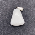 Polished white trapezoid crystal gemstone pendant with silver clasp for DIY jewelry - White Jade