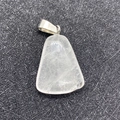 Trapezoid clear white crystal pendant with silver metal bail for DIY necklace making - White Crystal
