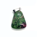Trapezoid ruby zoisite pendant with polished natural green and red stone textures - Ruby Zoisite