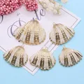 Natural scallop shell pendants with gold plated edges and loops in creamy white finish - Cream White (No. 7)