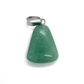 Polished trapezoid translucent green aventurine gemstone pendant with steel clasp - Green Aventurine