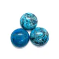 Three polished natural blue phoenix stone round cabochons with deep green mineral patterns - 4mm / No. 23