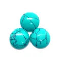 Three semi-round turquoise cabochons with black veins for DIY jewelry making - 4mm / Blue Turquoise