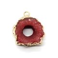 Irregular red druzy agate pendant with gold plated edges and center hole for DIY - Irregular / Red