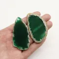 Detailansicht großer grüner Achat Anhänger mit natürlichen Texturen für Schmuck DIY - Dunkelgrün (Nr. 3)