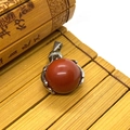 Vintage style round red jasper gemstone pendant with silver-plated claw setting - 19x28mm / Rainbow Stone