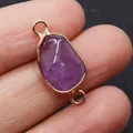 Violetter unregelmäßiger Naturstein-Verbinder mit Goldrand für DIY-Schmuckherstellung - Amethyst