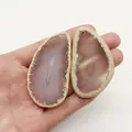 Pendenti in fette di agata naturale con texture geode per gioielli fai da te - Marrone Chiaro (No.4)