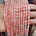 Handgehaltene rosa durchscheinende Wassermelonenkristall-Tropfenperlen für Schmuck - 6x9mm / Wassermelonen Quarz