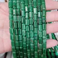 Vista macro di perle cilindriche in pietra naturale verde 6x10mm per bijoux fai-da-te - 6x10mm (circa 39 perle) / Giada Verde