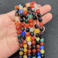 Faceted natural opal and agate stone beads in multi-color for DIY jewelry making - 6mm / Colored Agate
