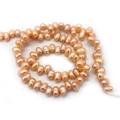 Brins de perles d'eau douce naturelles rose orangé en forme de patate pour bijoux DIY - 4-5mm / Rose