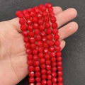 Tira de cuentas de ópalo rojo facetado de 6-10mm para joyas DIY y pulseras - Coral Rojo Sintético
