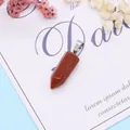 Polished brown goldstone hexagonal pillar pendant with silver metal bail for necklaces - 9x28mm / Gold Sandstone