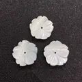 Three pearl white shell flower beads with five-petal carvings for DIY jewelry making - 3D Five-petal Flower Style (Style 7 12mm)