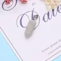 Natural light gray hexagonal stone pillar pendant with silver clasp on floral background - 9x28mm / Light Gray Stone (No. 13)
