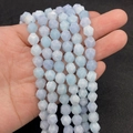 Cuentas de ópalo azul claro facetadas de piedra natural para pulseras DIY - Aguamarina