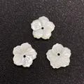 Three pieces of white shell flower beads with engraved texture for DIY jewelry making - Plum Blossom Style (Style 9 12mm)