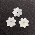 Three natural shell cherry blossom charms with carved petals for DIY jewelry making - Pointed Sakura Style (Style 10 12mm)