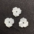 Three natural white mother of pearl shell five-petal flower beads for DIY jewelry making - Clover Style (Style 11 10mm)