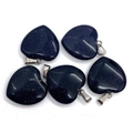 Blue Goldstone heart pendants with silver bails and sparkling starry effect - 20mm 4g / Blue Sandstone